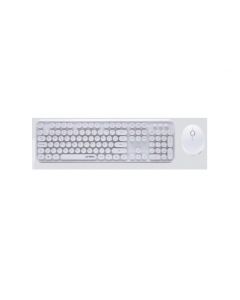 Acteck ac-923187 Kit Teclado Y Mouse Inalámbrico T520 Vintage - Estándar, 105 Teclas, Blanco, 1600 Dpi