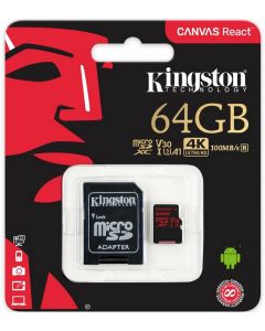 Kingston sdcr/64gb Me-443372-19 Sdcr 64gb Memoria Microsd Clase10 Sdhc100r80w U3 Uhs-i V30 64 Gb (sdcr64gb)