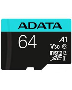Adata AUSDX64GUI3V30SA2-RA1 micro secure digital premier a2  uhs-i 64gb - 64 gb, negro, class 10