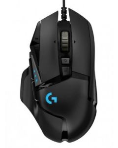 Logitech 910-005550  Mouse Alámbrico G502 Hero - Negro Con Detalles En Azul, Alámbrico, 16000 Dpi