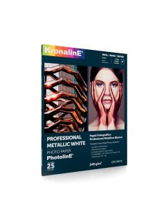 Kronaline PH110 professional metallic white photo paper 240gm2 0216 x 0279 m (8 12 11) paq c25 hojas