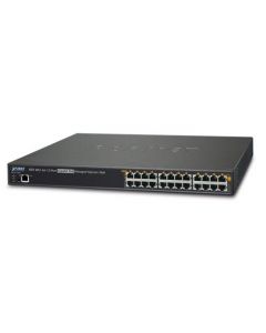 Planet HPOE-1200G inyector hub administrable  12 puertos rj45 entrada velocidad de transmision 10 100 1000 mbps + salida con alimentacion poe activo af at 1 puerto consola budget 360 watts montaje en rack