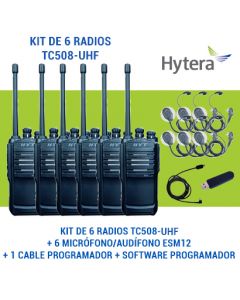 Hytera tc508uhf-kit6 Kit De 6 Radios Tc508-uhf + Microfonoaudifono Esm12 1 Cable Programador Software