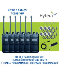 Hytera tc508vhf-kit6 Kit De 6 Radios Tc508-vhf + Microfonoaudifono Esm12 1 Cable Programador Software