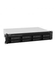 Synology RS1221+ nas  8 bahias expan hasta 12 con unidad de expansin rack 2u ncleo cuadruple 2.2ghz amd ryzen v1500b 4gb ddr4 ampliabe a 32gb lan gigabit x4 usb 3.2 x2 hot-swap 128 tb