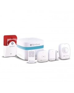 Tech Zone tzkit01sh Sh-1 Kit Smart Home Basico De Seguridad Automatizacion Y Domotica Incluye Un Centro Control Sirena Estroboscopica Boton Inteligente Dos Sensores Puerta O Ventana Sensor Movimiento
