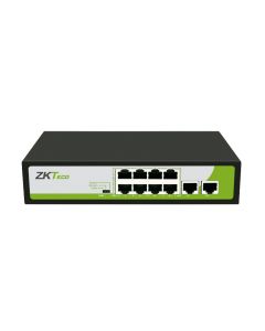 Zkteco PE082-120-C switch 8 puertos rj45 10 100 mbps con poe af at + 2 puerto no administrable energia total 150w compatible cualquier camara ip onvif soporta hasta 250m de distancia sobre utp cat6