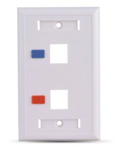 Saxxon a175-2e A1752e - Placa De Pared  Vertical 2 Puertos Tipo Keystone Color Blanco Con Etiquetas