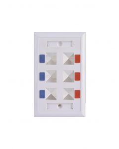 Saxxon a175-6e A1756e - Placa De Pared  Vertical 6 Puertos Tipo Keystone Color Blanco Con Etiquetas