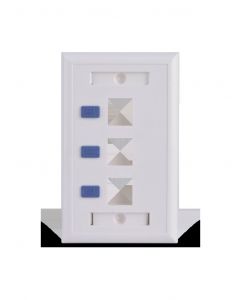 Saxxon a175-3e A1753e - Placa De Pared  Vertical 3 Puertos Tipo Keystone Color Blanco Con Etiquetas