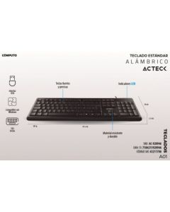 Acteck ac-928946 Teclado Te-200 - Usb, Estándar, Negro, Alámbrico
