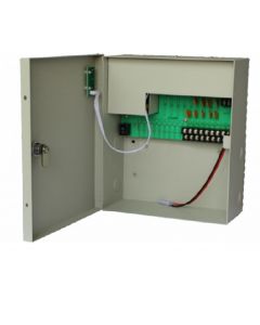 Saxxon PSU1210-D9B psu1210d9b - fuente de poder 12v cd  10 amperes distribuidor para 9 camaras espacio bateria respaldo certificacion ul