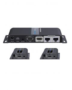 Saxxon lkv712pro lkv712pro- Kit Extensor Hdmi De 2 Puertos  Hasta 40 Metros Cat6 6a 7 Resolucion 1080p Loop Transmisor Ir Plug And Play