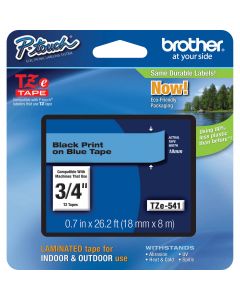 Brother TZE541G TZE-541G Cinta Para Impresora De Etiquetas Negro Sobre Azul Tze