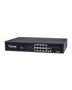 Vivotek AW-FGT-100C-120 awfgt100c120 - switch  poe 8 puertos fe 1 pto ge sfp ex mode hasta 200 mts 120w totales vlan 30w por 4kv proteccion