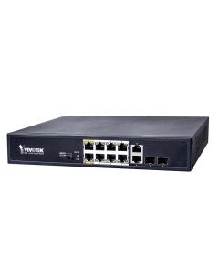 Vivotek AW-FGT-100D-120 -  switch poe 8 puertos fe no administrable 2 ge combo rj45 sfp 120w totales 30w por puerto modo extendido en