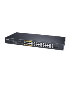 Vivotek AW-FGT-260F-380 - switch poe no administrable, 24 puertos fe rj45, 2 combo ge rj45,sfp, 30w por puerto, 380w totales, 8 modo extendido hasta 250mts, 8.8 gbps, protección 6kv