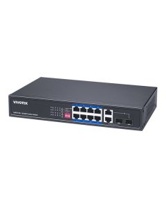 Vivotek AW-FGT-100P-110 - switch poe no administrable, 8 puertos fe, 2 gbe/sfp combo, 110w totales, 30w por puerto, modo extendido hasta 250m, proteccion 6kv