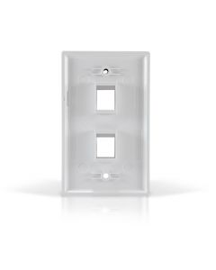 Placa de pared (faceplate) enson epro-fp20 compatible con jack keystone 2 puertos color blanco, uso en interior, ideal para conectores rj45, coaxial, fibra optica, fabricado en plastico abs