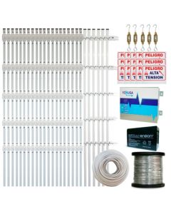 Yonusa cerca100mts Kit De Cerca Electrificada Con Accesorios Para 100metros Incluye: Energizadorbateriacablealambrepostesletreros Y Tensores