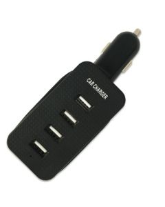 Brobotix 005003n Oem Cargador Usb Para Auto Con Cable Desenrollable 5v 4.3 A 4 Puertos, Color Negro